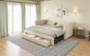 Merax Einzelbett Polsterbett 90 x 190cm/180 x 190cm Schlafsofa mit Ausziehbett, Tagesbett Daybett mit 2 Schubladen, Sofabett mit Lattenrost, Veloursstoff, beige Bild 5