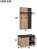 Ulife Garderoben-Set Kleiderständer Set, Schuhbank, Flurmöbel, Schuhschrank mit 1 Tür, Rückwand 1 Regalplatte, 1 Kleiderstange und 3 Haken, B70/D36/H146cm Bild 2