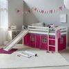 Hochbett Spielbett Kinderbett Rutsche Kiefer Vorhang rot 90x200 Jugendbett Bild 4