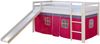 Hochbett Spielbett Kinderbett Rutsche Kiefer Vorhang rot 90x200 Jugendbett Bild 5