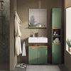 Badschrank Marelle Grün/Artisan 30 x 180 cm mit Türen und offenen Fächern Vicco Bild 3