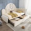 Polsterbett 90×200 cm aus Samt-Stoff mit zweißSchubladen, beige Bild 3
