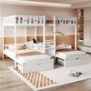 Flieks Etagenbett, Dreierbett 140×220cm*1 & 90×200cm*2 mit mittlerem Stauraum, Schubladen Bild 1