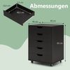 Rollcontainer mit 5 Schubladen Mobiler Aktenschrank mit Rädern 49 x 41 x 66 cm Schwarz Bild 1