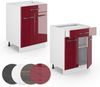Küchenunterschrank Fame-Line Bordeaux Hochglanz 60 cm mit Schublade, ohne Arbeitsplatte Vicco Bild 5
