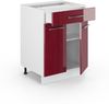 Küchenunterschrank Fame-Line Bordeaux Hochglanz 60 cm mit Schublade, ohne Arbeitsplatte Vicco Bild 4