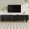 schwarzer TV-Schrank mit Holzbeinen 180×40×42 cm,Schwarz,modernes Design, viel Stauraum Bild 2