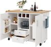 Kücheninsel Buffetschrank Küchenwagen und klappbarer Arbeitsplatte mit Handtuchhalter Gewürzregal Türregal Weinregal verstellbaren Einlegeböden weiß/schwarz 120 x 73 x 92 cm Bild 5