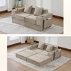 Zweisitzer-Sofa aus Cord mit 2 Kissen & Seitentaschen, 162x78x66 cm, Khaki Bild 2