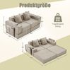 Zweisitzer-Sofa aus Cord mit 2 Kissen & Seitentaschen, 162x78x66 cm, Khaki Bild 5