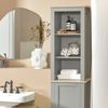 SoBuy BZR68-HG Badezimmer-Hochschrank, MDF, Lackiert, Hellgrau, 39 x 169 x 30 cm Bild 4