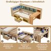 Merax Kinderbett, 90x200cm Daybett, Einzelbett, Tagesbett, Stauraumbett mit LED-Beleuchtung, USB Ladeanschlüsse und Schreibtisch, mit Regale & Schubladen, Naturfarbe Bild 5
