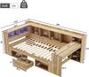 Merax Kinderbett, 90x200cm Daybett, Einzelbett, Tagesbett, Stauraumbett mit LED-Beleuchtung, USB Ladeanschlüsse und Schreibtisch, mit Regale & Schubladen, Naturfarbe Bild 4