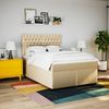 vidaXL Boxspringbett mit Matratze Creme 140x200 cm Stoff 3292823 Bild 4