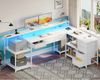 Gaming Tisch RGB LED Schreibtisch L Form 7 Schubladen 179.5×135.5cm Bild 2