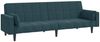 vidaXL Schlafsofa 2-Sitzer mit 2 Kissen Blau Samt 375846 Bild 2