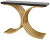 Tribesigns Konsolentisch 100 x 30 x 80 cm Schmal Flurtisch,Beistelltisch mit Gold Metallgestell (Weiß und Gold / Schwarz und Gold), Kleiner Ausstellungstisch, Sofatisch für kleinen Raum Eingang, Flur Bild 4