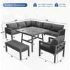Merax Gartenlounge-Set für 8 Personen in L-Form, Handgeflochtene Gartensofa-Garnitur, (6-tlg), Gartenmöbel mit 3 Sofas, Sessel & Hocker, Tisch mit Glas in Holzoptik Bild 4