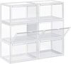 SONGMICS Schuhboxen, 6er Set, stapelbare Schuh-Organizer, Kunststoffboxen mit durchsichtiger Tür, Schuhaufbewahrung, für Schuhe bis Größe 46, 28 x 36 x 22 cm, transparent Bild 1