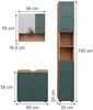Badmöbel-Set Irma Grün/Goldkraft Eiche 3 Teile, mit Hochschrank Vicco Bild 3