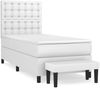 vidaXL Boxspringbett mit Matratze Weiß 100x200 cm Kunstleder 3137648 Bild 2