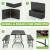 6ft Klappbarer Picknicktisch mit 2 Bänken, 3-teiliges Camping Set, HDPE Tischplatte mit Baummuster, Sicherheitsverriegelung, UV- & wasserbeständig, Schwarz Bild 4
