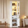 Merax Glasvitrine mit LED, Vitrine schmal Hochschrank (Wohnzimmerschrank, Bücherregal, Aufbewahrungsschrank, 1-St, 40 x 55 x 200 cm) Standvitrine mit 3 Glasböden, 1 Glastüren, 1 Holztür und Schublade Bild 2