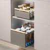 GarveeMore Küchenorganizer-Set Neu Spülbeckenregal aus Kohlenstoffstahl Ausziehbar Aufbewahrungsregal, Multifunktional Punch-Free-Schrank Schublade Korb Gewürzregal Bild 4