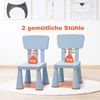 3 TLG. Kindersitzgruppe Kindertisch mit 2 Stühlen Kindermöbel aus Kunststoff Blau Bild 3