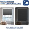 Sekey Wabenplissee Plissee ohne Bohren Verdunkelung Rollo 100% verdunkelnd Blickdicht, verdunkelnd, Klemmfix, Doppelseitige Schiene, Grau mit Textiloptik Thermo-Plissee Hitzeschutz Bild 2