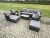 Fimous 10 Sitzer Hoher Rücken Rattan Gartenmöbel Set Polyrattan Ecksofa Set mit Rechteckiger Couchtisch 2 Großer Hockern 2 Sesseln Dunkelgrau gemischt Bild 2