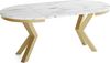 WFL GROUP Esstisch Clara Gold im Loft-Stil rund ausziehbar mit goldenen Metallbeinen (MADE IN EU, erhältlich in zwei Größen – 100/120 cm, ausziehbar auf 180/200 cm), platzsparender Industrial Tisch in Holzoptik für Wohnzimmer oder Küche Bild 4