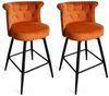 FiveWillowise Barhocker 2er Set, 360° Drehbarer Barstuhl mit Stabilem Metallgestell (2 St), Samtbezug, Verstellbare Füße, Retro-Orangeton Bild 3