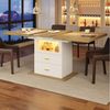 Flieks Esstisch ausziehbar Küchentisch mit LED-Beleuchtung (erweiterbare Tischplatte in Holzoptik, Länge110-140 x 80 x 75 cm, 1-St, 1 Tisch), rechteckig Arbeitstisch mit Glastür und 2 Schubladen Schreibtisch Bild 3