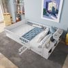 Bett 140x190 cm mit Stauraum – Kiefernholz, weiß, offene Regale Bild 2