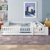 Bett 140x190 cm mit Stauraum – Kiefernholz, weiß, offene Regale Bild 5