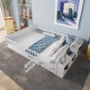Bett 140x190 cm mit Stauraum – Kiefernholz, weiß, offene Regale Bild 2
