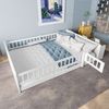 Bett 140x190 cm mit Stauraum – Kiefernholz, weiß, offene Regale Bild 3