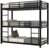 Merax Etagenbett Hochbett Dreifach-Kinderbett aus Stahl, Jugendbett Metallbett 90x200cm mit 3 Liegeflächen, Leiter & Geländer Bild 5