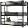 Merax Etagenbett Hochbett Dreifach-Kinderbett aus Stahl, Jugendbett Metallbett 90x200cm mit 3 Liegeflächen, Leiter & Geländer Bild 4
