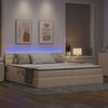 vidaXL LED-Speicherbett mit Matratze Creme 200 x 200 cm Stoff 3371296 Bild 5
