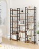 Bücherregale, Standregale, Regal mit 17 Fachböden, 6 Etagen, Verstellbarer Abstand, 24 x 152 x 186 cm, Tragfähigkeit 340 kg, Wohnzimmer, Büro, Vintage Braun-Schwarz Bild 3