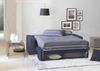 Dmora 3-Sitzer Schlafsofa Estia, Wohnzimmersofa mit drehbarer Öffnung aus gepolstertem Stoff, Standardarmlehnen, 100 % Made in Italy, 220 x 95 x 90 cm, Blau Bild 4