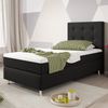 Boxspringbett Köln Plus 90x200 cm Webstoff Schwarz mit Topper-Optik Bild 4