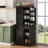 Flieks Mehrzweckschrank Hochschrank mit Türablagen, 7 Staufächern und 1 versteckte Schubladen (1-St, 75 x 40 x 182 cm) Küchenschrank Küchenbuffet Vorratsschrank Sideboard Schwarz Bild 2