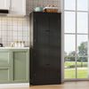 Flieks Mehrzweckschrank Hochschrank mit Türablagen, 7 Staufächern und 1 versteckte Schubladen (1-St, 75 x 40 x 182 cm) Küchenschrank Küchenbuffet Vorratsschrank Sideboard Schwarz Bild 3