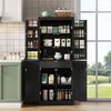 Flieks Mehrzweckschrank Hochschrank mit Türablagen, 7 Staufächern und 1 versteckte Schubladen (1-St, 75 x 40 x 182 cm) Küchenschrank Küchenbuffet Vorratsschrank Sideboard Schwarz Bild 4