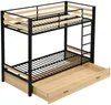 Vente-unique - CASIDIA Bett Metall SchwarzBeige - B 100 cm x H 170 cm x L 200 cm Bild 4