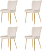 Esszimmerstuhl 4er-Set, Samt mit Metallgestell, 85x43x47, Beige/Gold, 150 kg pro Stuhl Bild 2