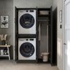 Roomart Waschmaschinenschrank - DORA-I- 115 cm breit - Wasch- & Trocknerschrank mit Türen & Ausziehbrett, Waschmaschinen-Überbau für Waschküche & Hauswirtschaftsraum • Schwarz-Eiche Bild 3